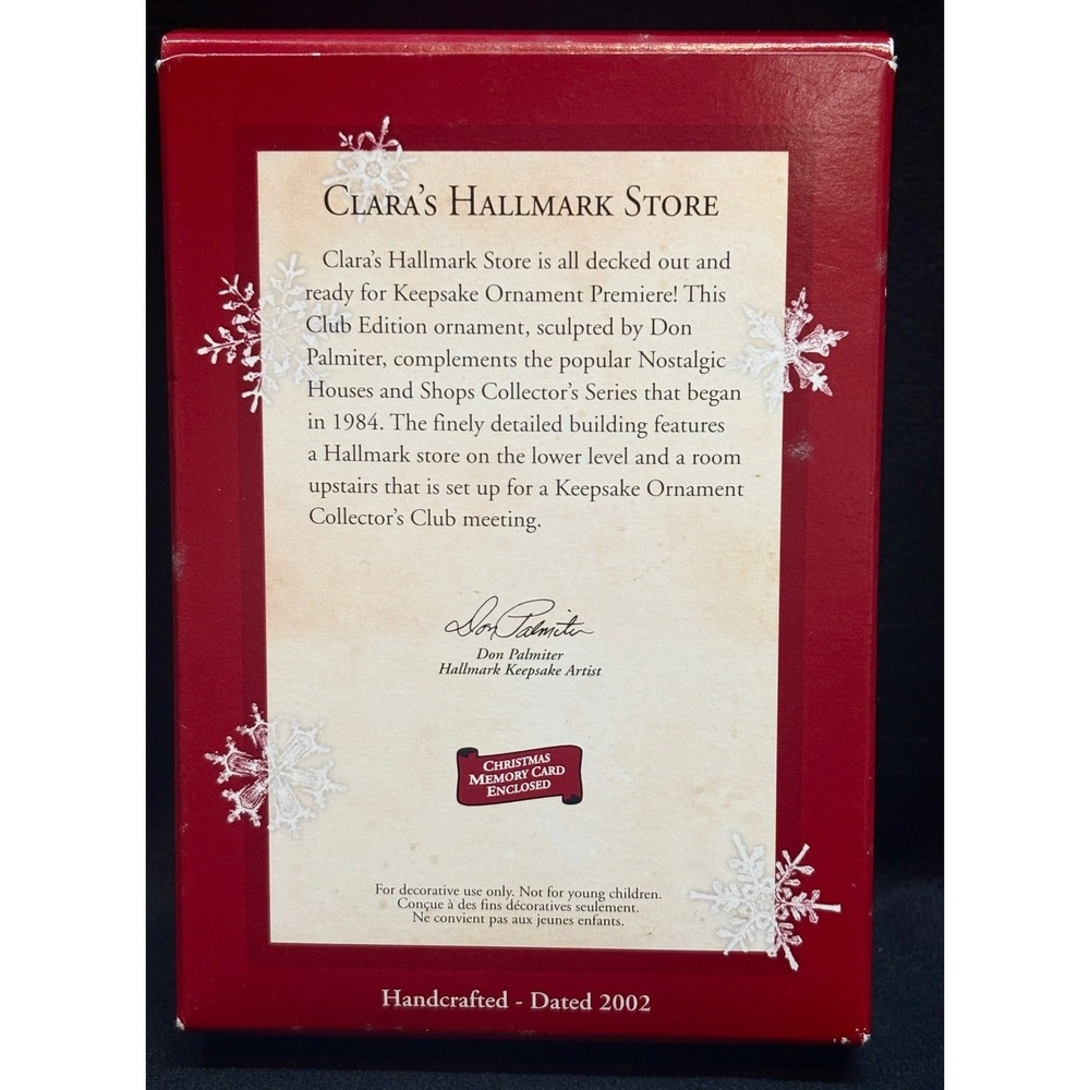 Hallmark 2002 Club Edition Keepsake Ornament CLARA'S HALLMARK STORE New KOCC - Picture 15 of 16